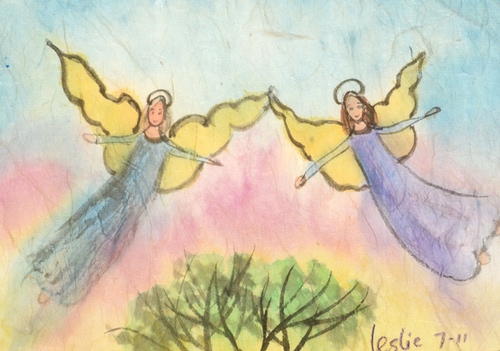 Picture of Flying Angels Water Color Painting